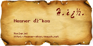 Hesner Ákos névjegykártya